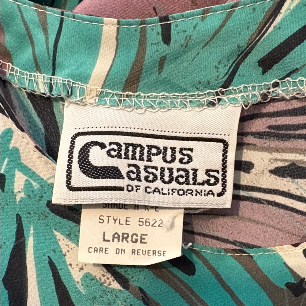 LAST CHANCE Campus Casuals of California VINTAGE Large Blouse Shirt 80s - Picture 3 of 3